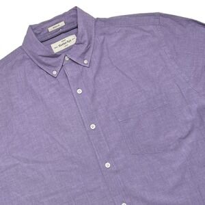 Hawker Rye Men Stretch Regular Fit Button Down Shirt Size L Purple Ofiice Casual